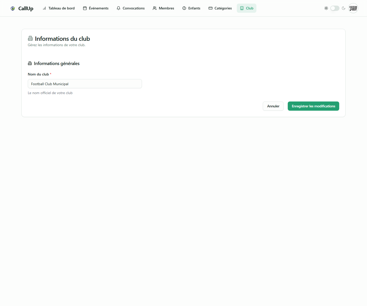 Informations du club