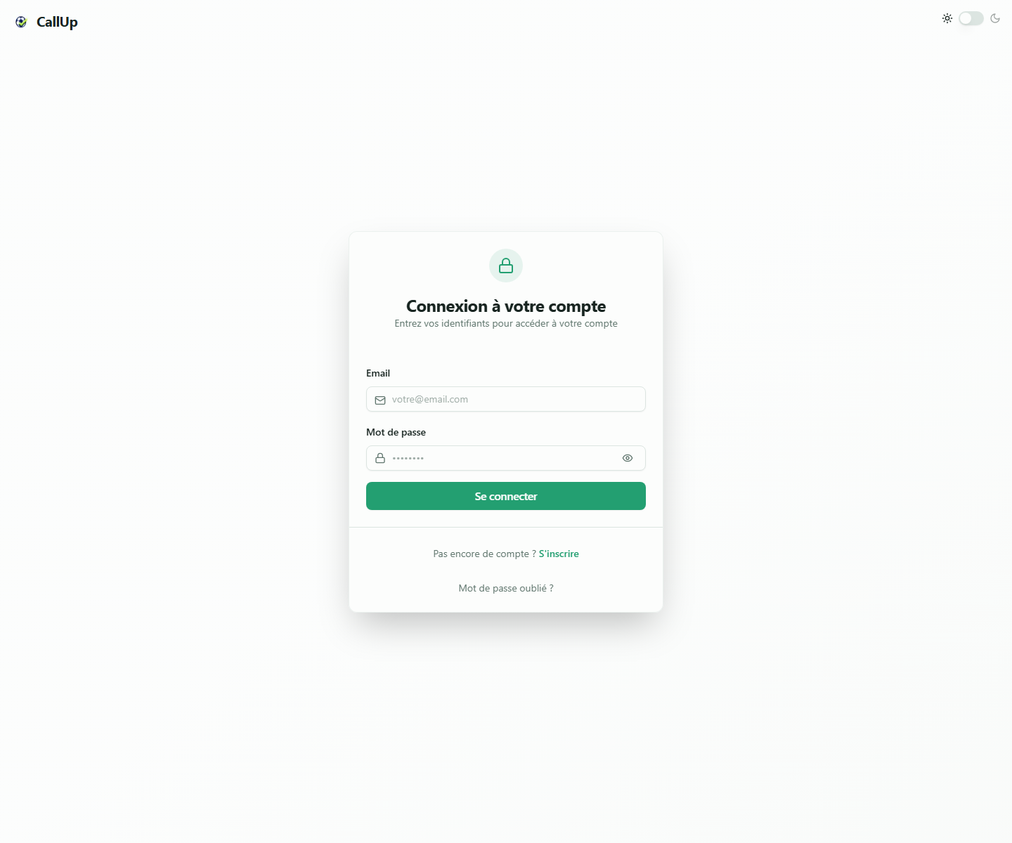 Écran de connexion