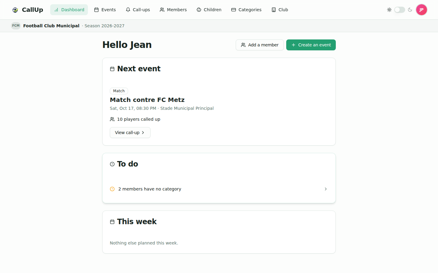 President dashboard