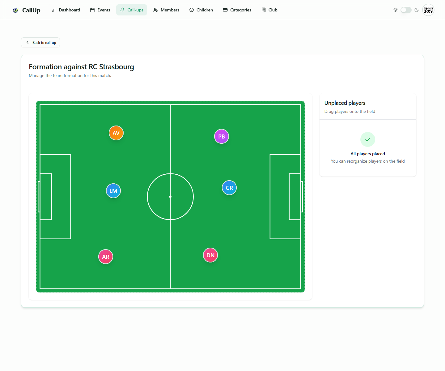 Line-up management