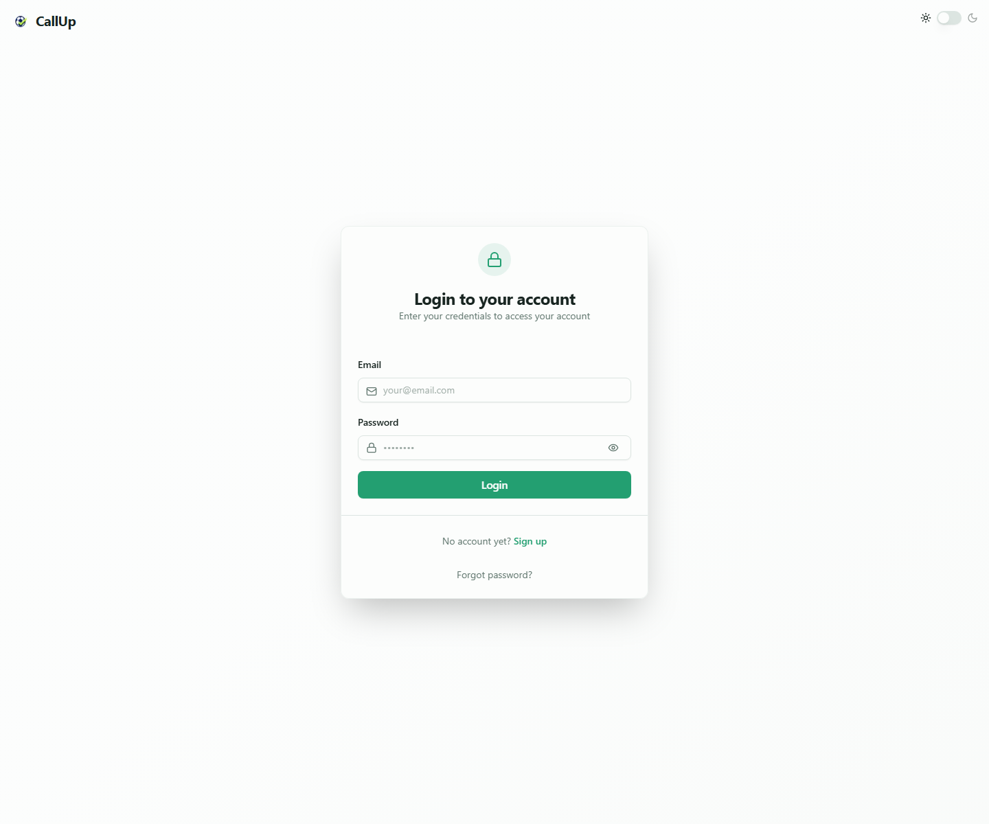 Login screen