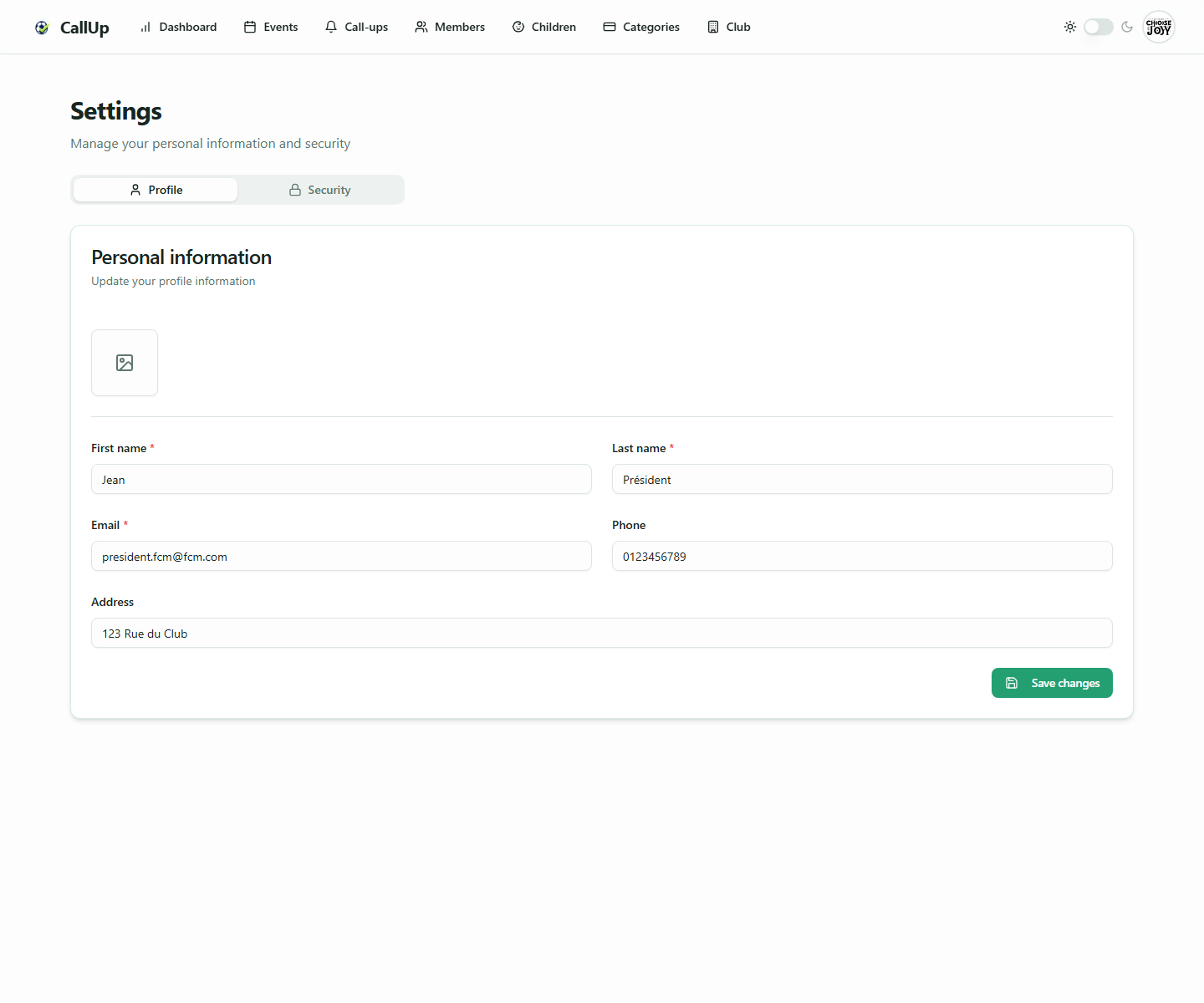 Account settings